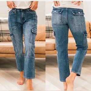 Kancan Avery Straight Leg High Rise Ankle Length Cargo Jeans Size 3